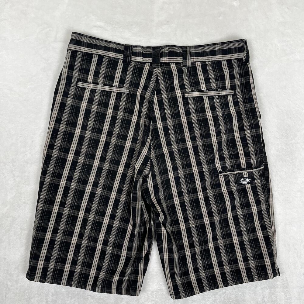 VTG Dickies Shorts Mens 36 Black Plaid Chino 12 Inseam Relaxed Fit Casual Y2K